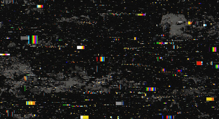 Abstract digital glitch art background with colorful static noise and distortion effect for a futuristic aesthetic.