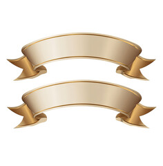 Two overlapping ribbons, cream-colored, with gold trim