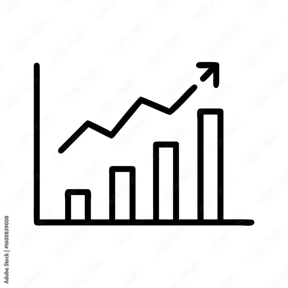 Poster a simple line graph showing an upward trend with bars increasing to the right and an arrow pointing 