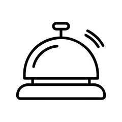 Obraz premium Illustration of a ringing service bell with curved lines indicating sound and a simple black outline style