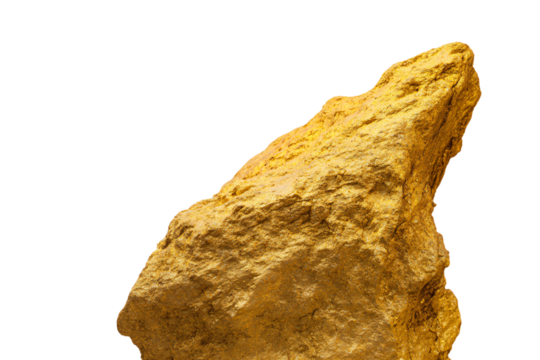 a large rock with a small piece of gold on top