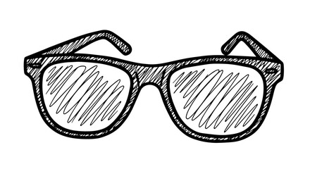 Hand drawn sketchy sunglasses, isolated on transparent or white background, vector illustration.