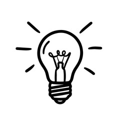 Hand drawn light bulb, idea symbol, isolated on transparent or white background, vector illustration.