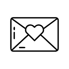 Illustration of a sealed envelope with a heart symbol in the center in a simple outline style