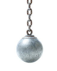 Heavy metal ball suspended by chain