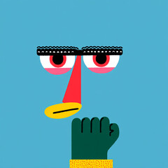 Abstract Geometric Thoughtful Character with Leaf Minimal Illustration
