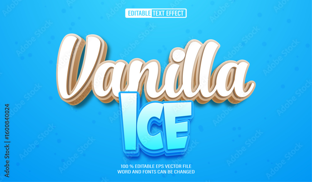 Poster editable 3d text style effect - vanilla ice text effect template