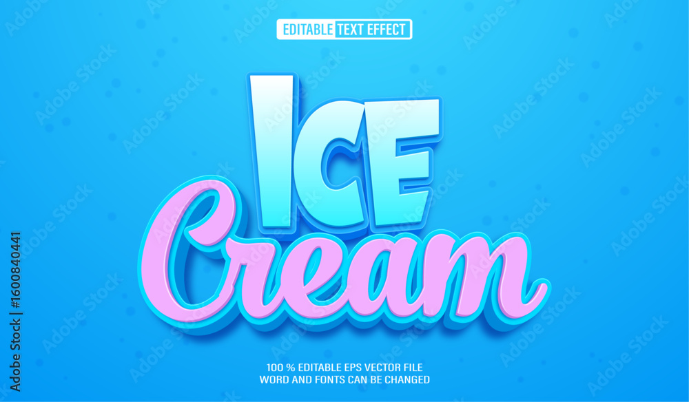 Poster editable 3d text style effect - ice cream text effect template