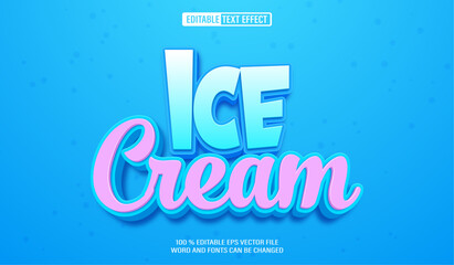 Editable 3d text style effect - Ice Cream text effect Template