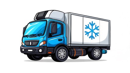 Blue Refrigerated Delivery Truck with Snowflake Logo