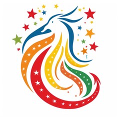 Colorful bird graphic design with stars