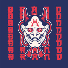 Oni japanese devil mask, Vector illustration	
