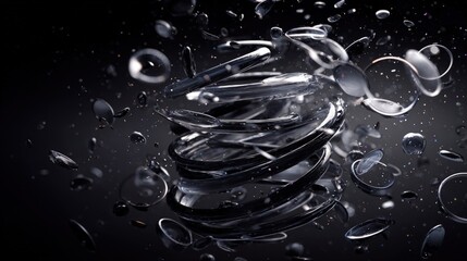 Abstract Rotating Geometric Shapes In Dark Background