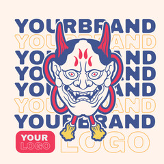 Oni japanese devil mask, Vector illustration	
