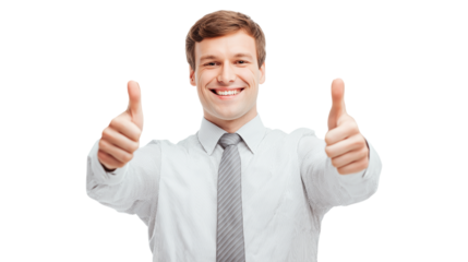 Enthusiastic Businessman Giving Thumbs Up Gesture