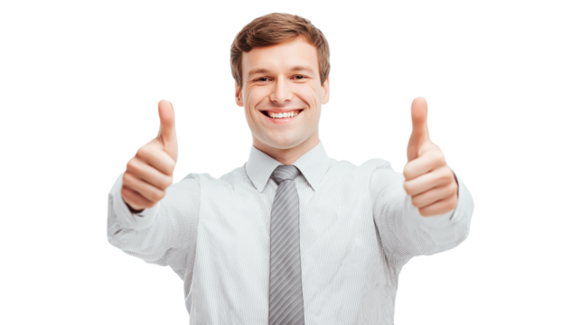 Enthusiastic Businessman Giving Thumbs Up Gesture