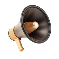 Golden Megaphone Icon for Loud Announcement or Promotion Isolated on White