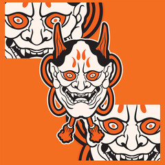 Oni japanese devil mask, Vector illustration	
