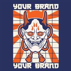 Oni japanese devil mask, Vector illustration	
