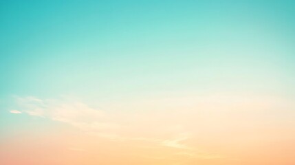 Obraz premium Calm sky with pastel colors background. Tranquil turquoise and orange gradient sky texture