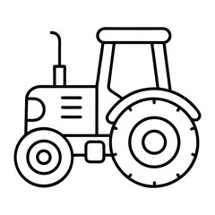 Simple line art tractor icon isolated on white background