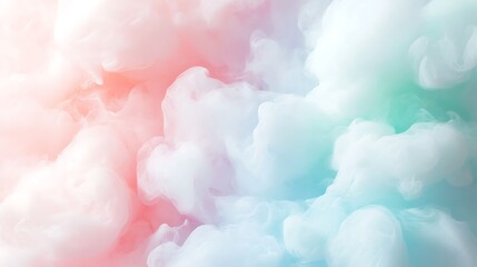 Ethereal clouds background with pastel colors, pink, blue and green for dreamy designs and backdrops