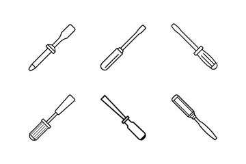 wood chisel icon line art vector illustration