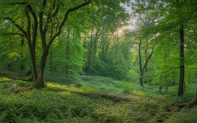 Naklejka premium morning in the forest