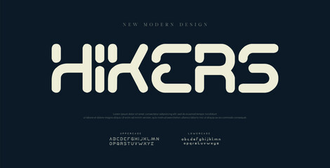 Hikers  alphabet. Lowercase and Uppercase included. Signs and numerals. Extended latin alphabet. Elegant logo and fashion alphabet. Beautiful wedding typeface.