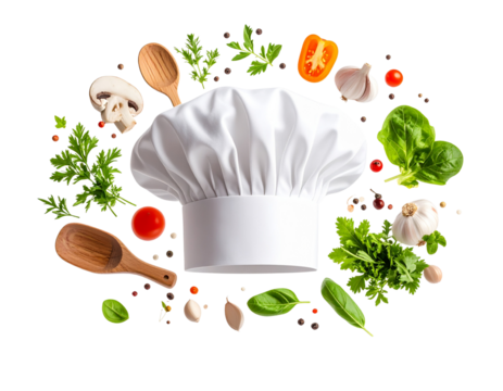  Floating Chef Hat with Culinary Icons