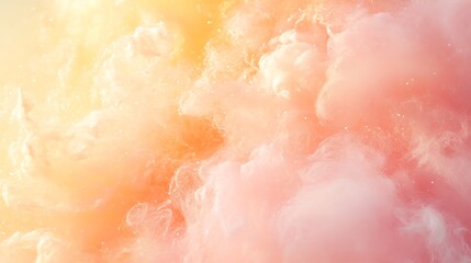 Dreamy cotton candy clouds with soft pink and golden hues for backgrounds and dreamy designs