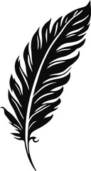 Fototapeta premium Vector logo feather, quill icon, feather silhouette, minimalist design emblem