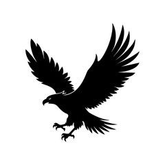 Obraz premium realistic eagle flying silhouette on white background
