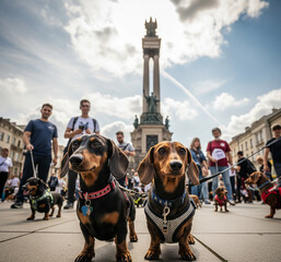 Fred and Satis, two dachshunds, participate in the 26th Dachshund... News Photo