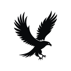 realistic eagle flying silhouette on white background