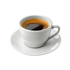 Fototapeta premium White ceramic espresso cup filled with dark coffee, on saucer