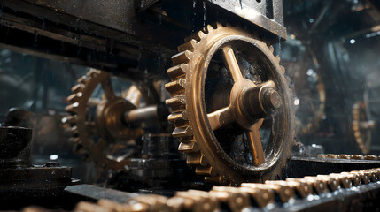 Fototapeta premium Massive Gear Wheel in Industrial Setting