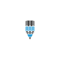 Residential buildings and pencil logo idea.