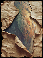 Torn Paper Revealing Space and Planet Illustration