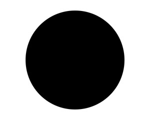 A simple black circle set against a white background, a classic design element
