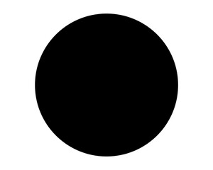 A single, solid black circle centered against a white background plane