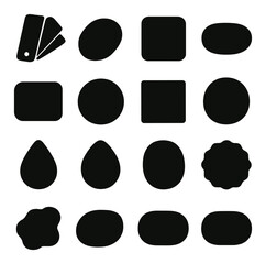 Silhouette icon set: shapes including circle, oval, square, rectangle, teardrop, cloud, badge