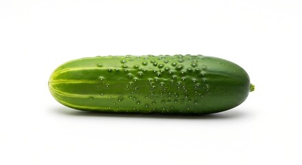 Fresh green cucumber on a white background, healthy eating concept, single vegetable for recipes and culinary creations.