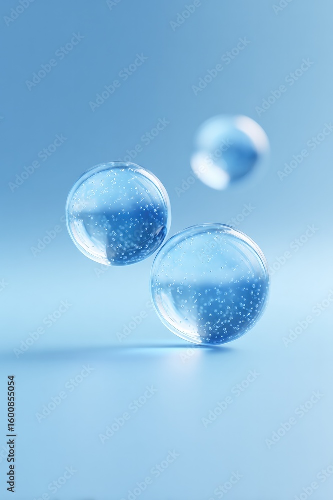 Poster minimalistic photo of particles in vacuum chamber with clean image copy space for quantum physics