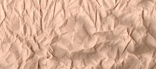 Crumpled brown paper texture. Abstract beige background with wrinkled cardboard texture. Vector illustration horizontal fold crumpled empty biodegradable paper template for posters and banners