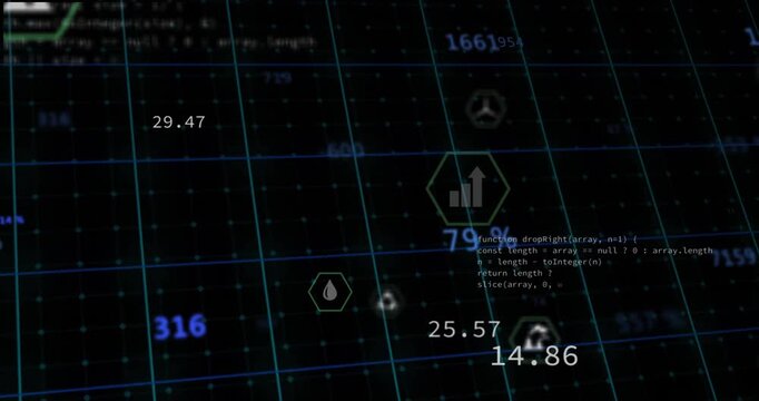 Numbers fading in starting icons shifting right with bar glowing highlighting CO? water drop