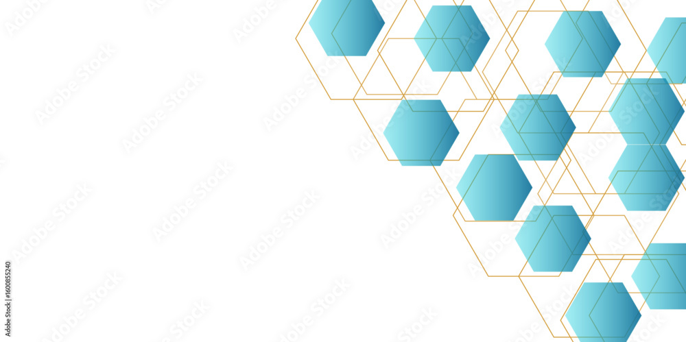 Poster abstract white background with blue hexagons seamless pattern and geometric in vector design. modern