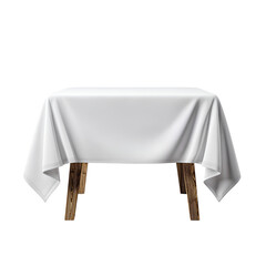 White tablecloth on rustic wooden table simple elegance
