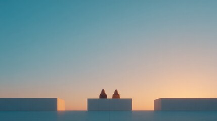 two individuals seated at minimalistic table engaged in constructive discussion embodying diversity and varied perspectives