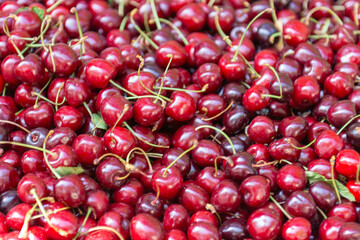 cherries in a market